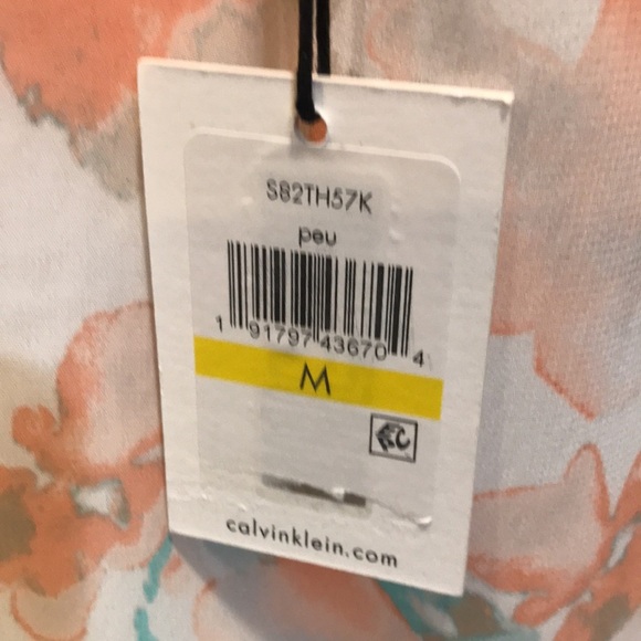 NWT Calvin Klein Water Color Asymmetric Layered Hem Sheer Sleeveless Top-M - Picture 5 of 8